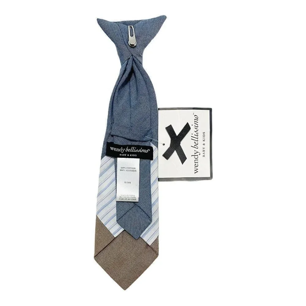 𝅺NEW Wendy Bellissimo Mixed Fabric Clip On Tie